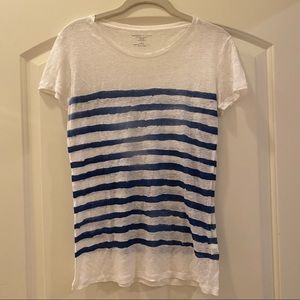 Majestic Filatures White Blue Stripe T-Shirt